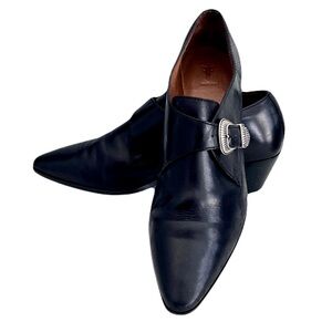 Frye Black Leather ‘Ellen Buckle Monk’ Short Western Ankle Boots, Size 8